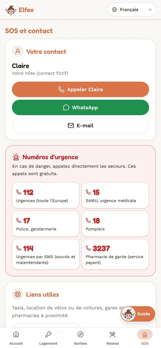 Le livret : SOS et contact
